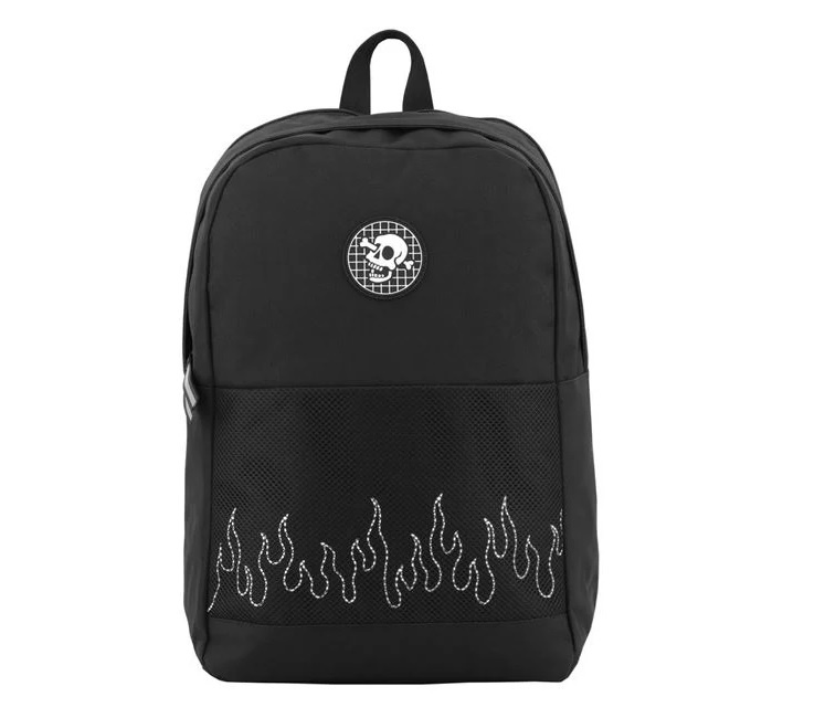Ghiozdan cu Model Flacari, Catarama Cauciuc, 32x17x43 cm, negru