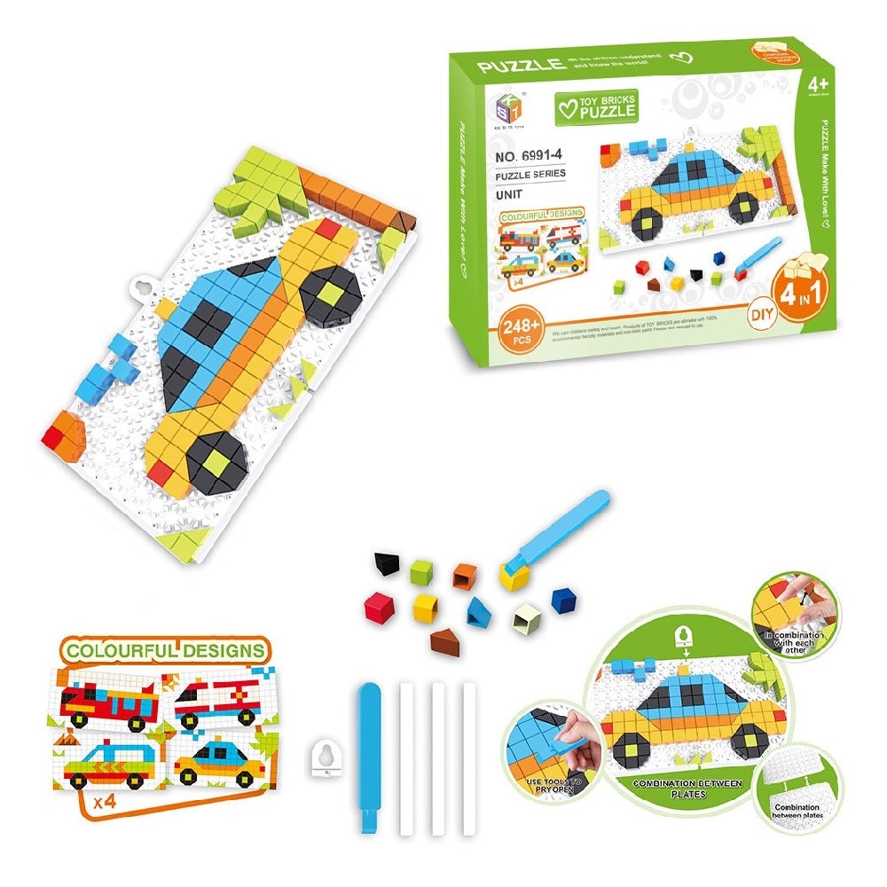 Joc Educativ Puzzle Mozaic cu Masini, 248 Piese, pentru Copii de + 4 ani, Multicolor - 2 | YEO