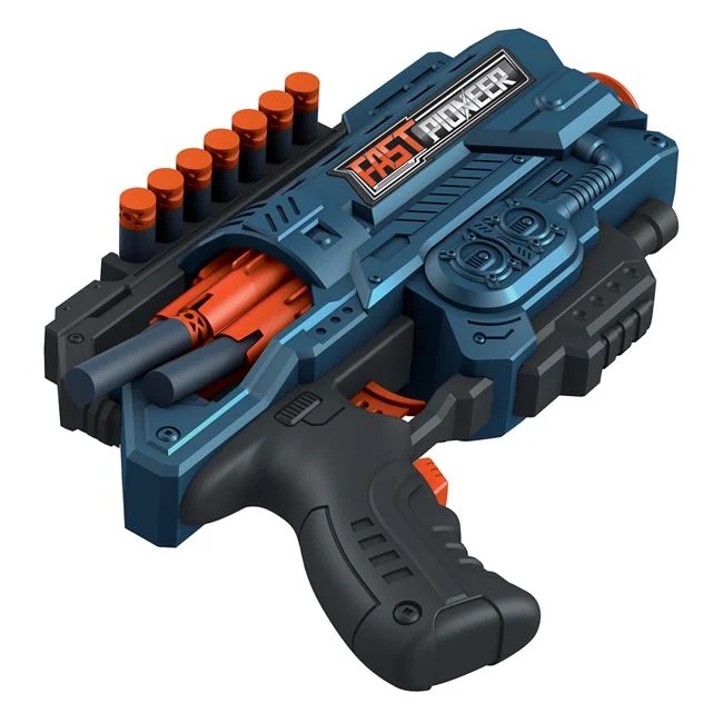 Jucarie mitraliera Shooter, cu 36 de sageti din spuma, 31x6x28cm, albastru-portocaliu - 2 | YEO