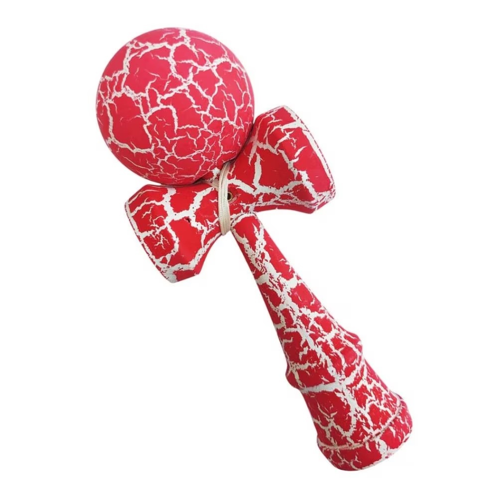 Kendama profesionala din lemn, model 18 cm, design crapat, culoare Roz/Alb - 3 | YEO