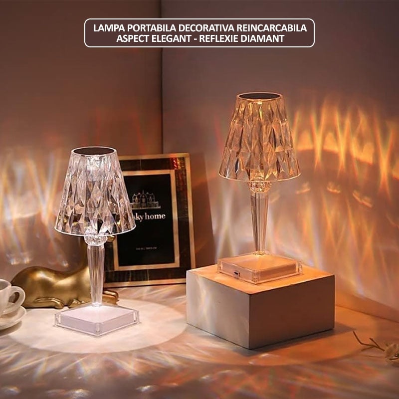 Lampa ambientala decorativa, control tactil, 3 temperaturi de culoare, intensitate reglabila, reincarcabila - 1 | YEO