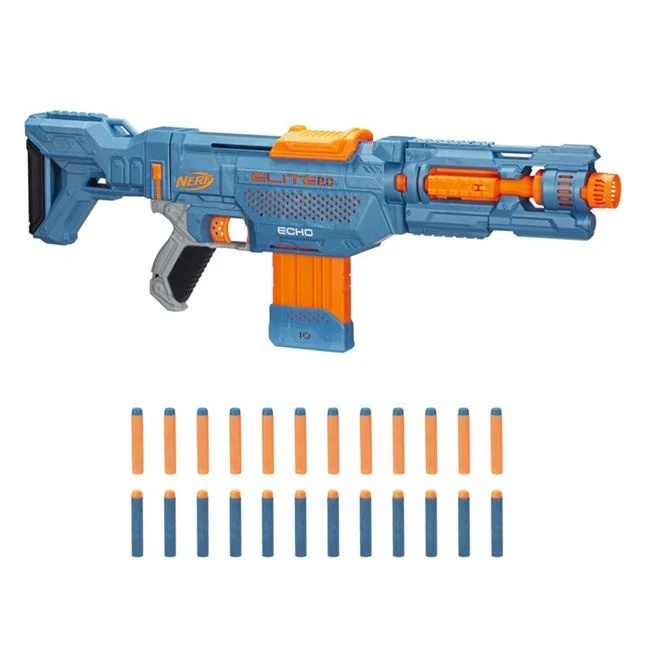 Lansator Blaster Nerf Elite 2.0 Echo CS 10, include 24 sageti, 69x6.5x32cm, albastru-portocaliu - 1 | YEO
