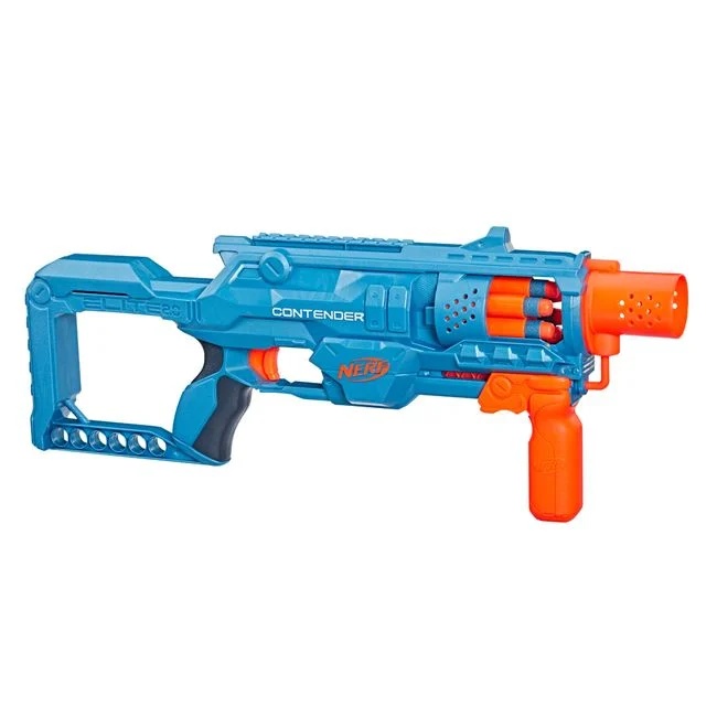 Lansator Contender 2.0 Nerf Elite, cu 6 sageti incluse, 50x6x19cm, albastru-portocaliu - 2 | YEO