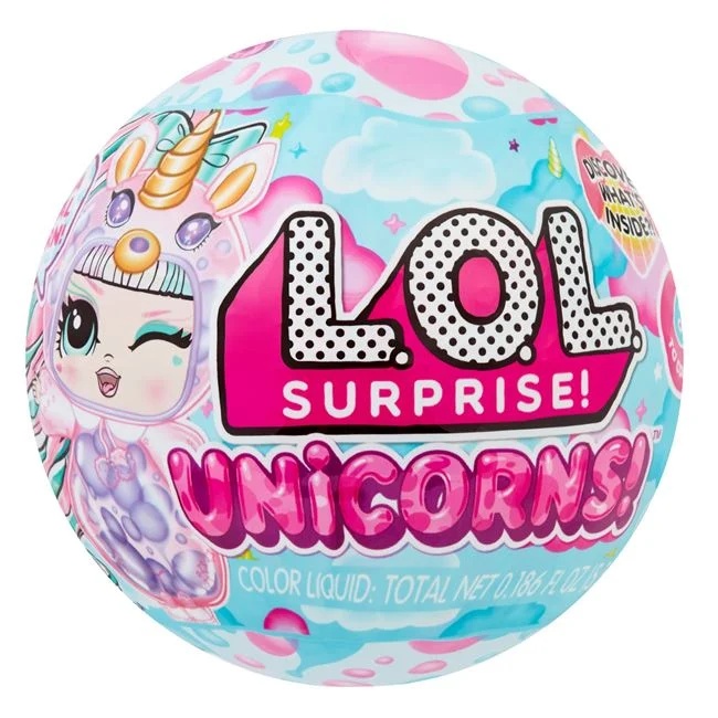 LOL Surprise papusa unicorn cu accesorii incluse, varsta 6+ ani, 10x10cm, roz-albastru