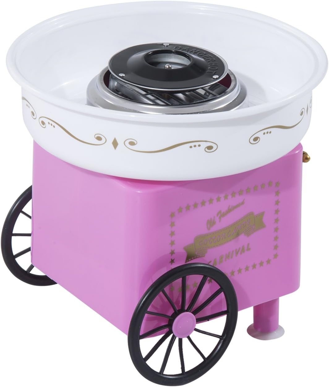 Masina de facut vata de zahar de dimensiuni mici, 500W, Roz