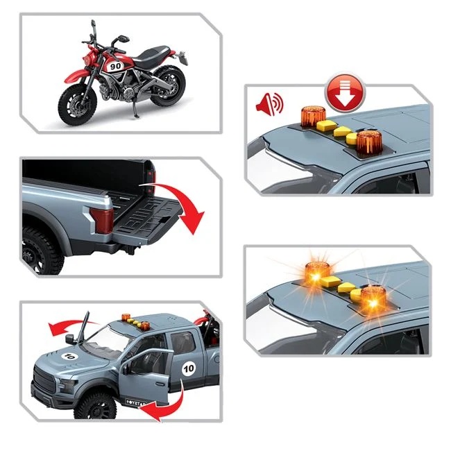 Masina de transport cu motocicleta de curse, cu sunet si lumina, 41x16x20cm, negru - 3 | YEO