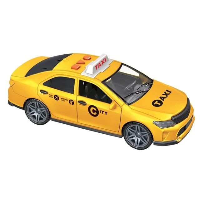 Masina taxi, cu lumina si sunet, usi care se deschid si semn luminos TAXI, 33x12.5x17cm, galben - 2 | YEO