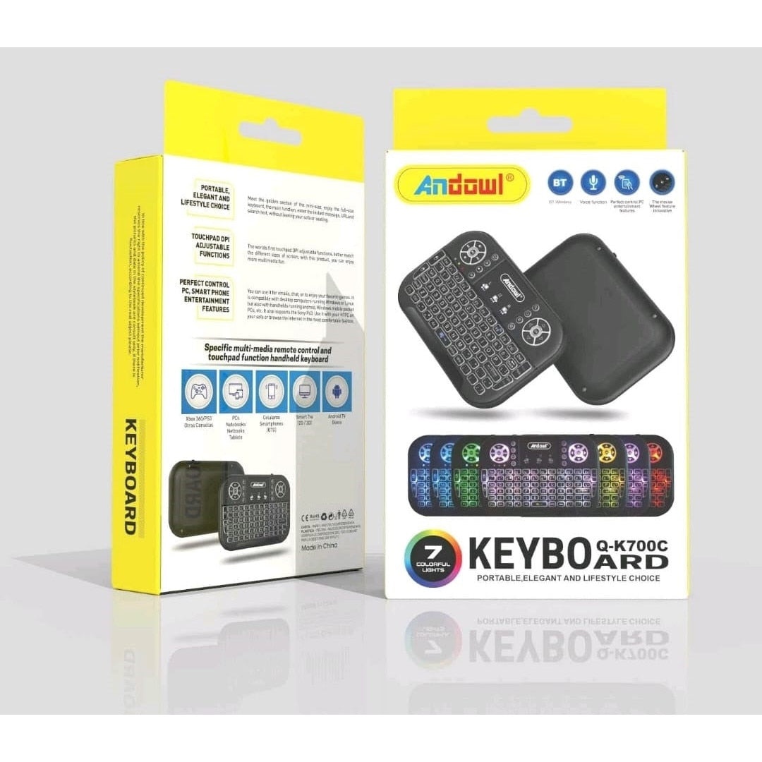 Mini Tastatura Wireless cu Touchpad, Iluminata RGB, Compacta, 2.4Ghz, Reincarcabila USB - 1 | YEO
