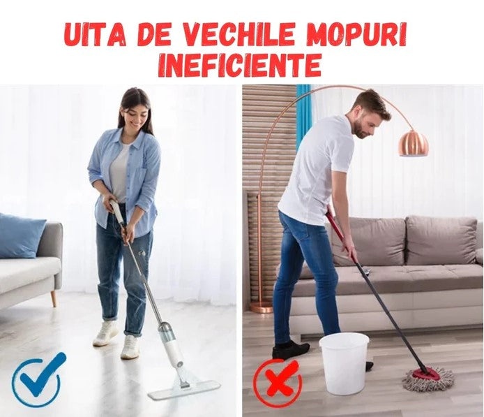 Mop plat cu pulverizator si recipient solutie de 1L - 4 | YEO