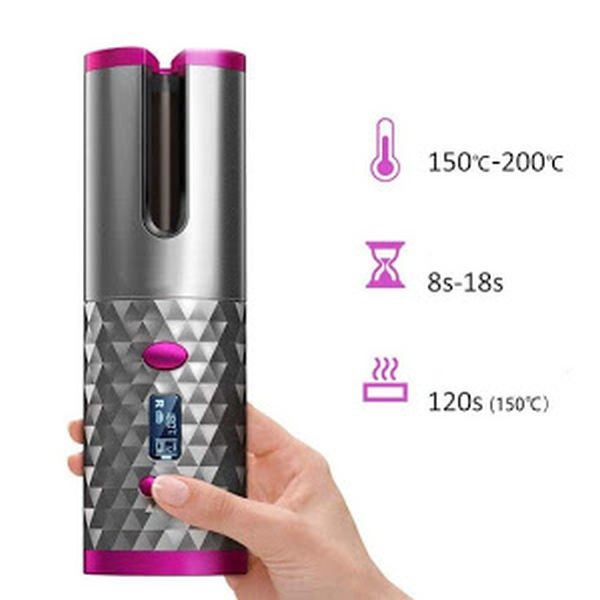 Ondulator ceramic de par portabil, automat, cu ecran LCD, incarcare USB - 2 | YEO