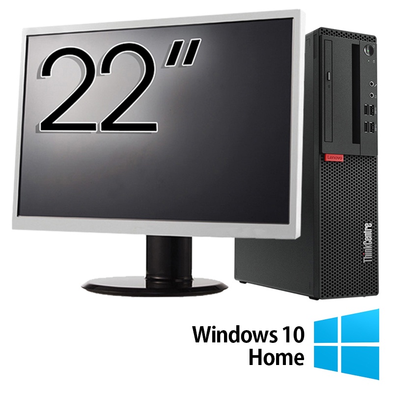 Pachet Refurbished Calculator Lenovo M710 SFF Intel Core i5-6500 3.20GHz 8GB DDR4 256GB SSD + Monitor 22 Inch + Windows 10 Home