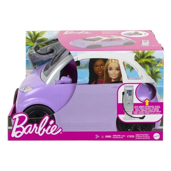Papusa Barbie cu automobil electric, varsta 3+ ani, 30x18.5x18.5cm, mov