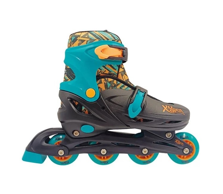 Patine cu Rotile, marime reglabila (39-42), roti din PVC, 5 ani+, verde cu negru
