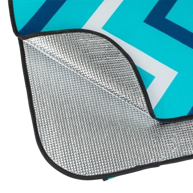Patura Picnic cu Strat din Aluminiu, Model cu Dungi Zigzag, 200x200cm, Albastru - 2 | YEO