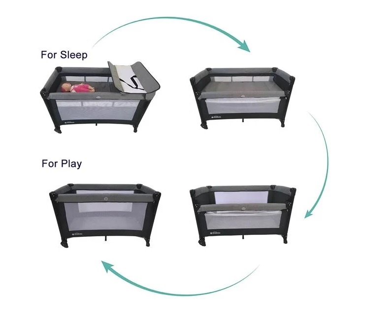 Patut pentru Copii, cu Suport pentru Schimbat Scutece,15 kg, 125x78x65cm, negru - 2 | YEO
