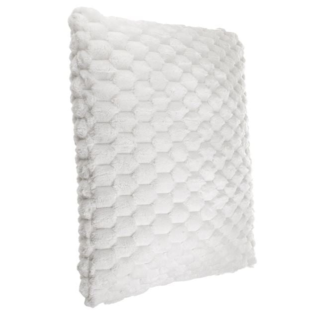 Perna decorativa, pentru canapea sau pat, aspect de blanita cu model reliefat in dungi, 60x60 cm, crem - 1 | YEO