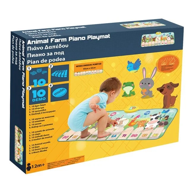 Pian de Podea Interactiv, cu Sunete de Animale, Melodii și Funcție Touch, 95x35cm - 1 | YEO