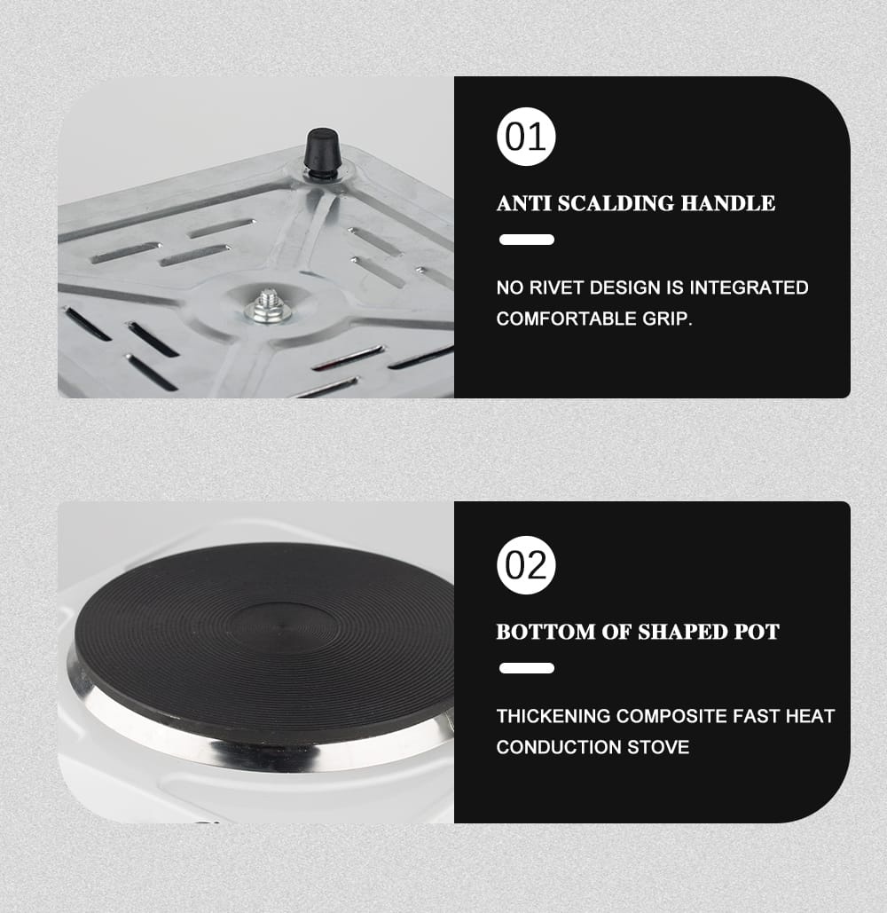 Plita electrica ceramica 1000W, cu 5 nivele de temperatura, protectie la supraincalzire, negru - 3 | YEO