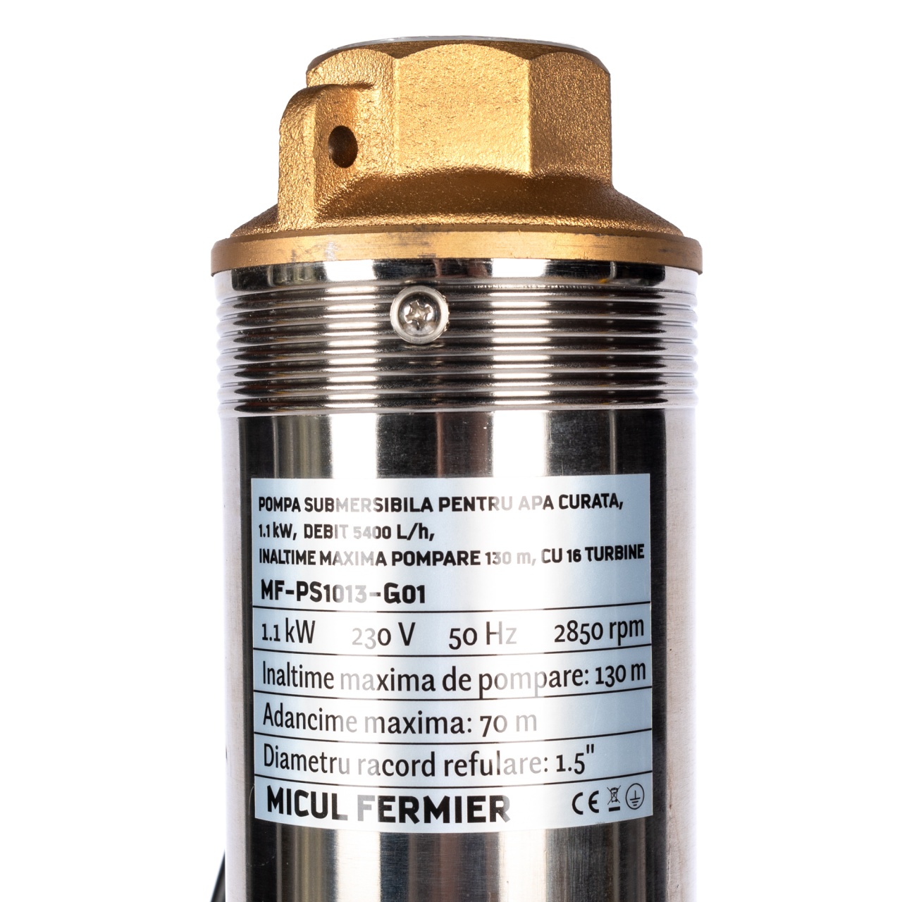 Pompa submersibila pentru apa curata Micul Fermier 1.1KW debit 5400l/h inaltime maxima pompare 130m 16 turbine - 1 | YEO
