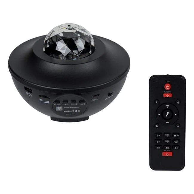 Proiector pentru camera, cu LED, cu telecomanda si cablu USB, negru - 1 | YEO