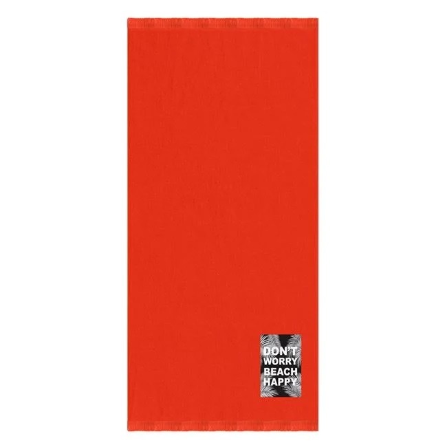 Prosop pentru Plaja, din Bumbac, cu Patch Don\'t Worry 90x170cm, Portocaliu
