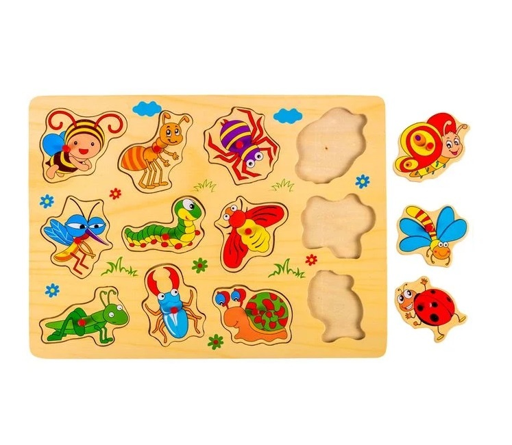 Puzzle cu Insecte, 12 piese, 3ani+, 30x22 cm