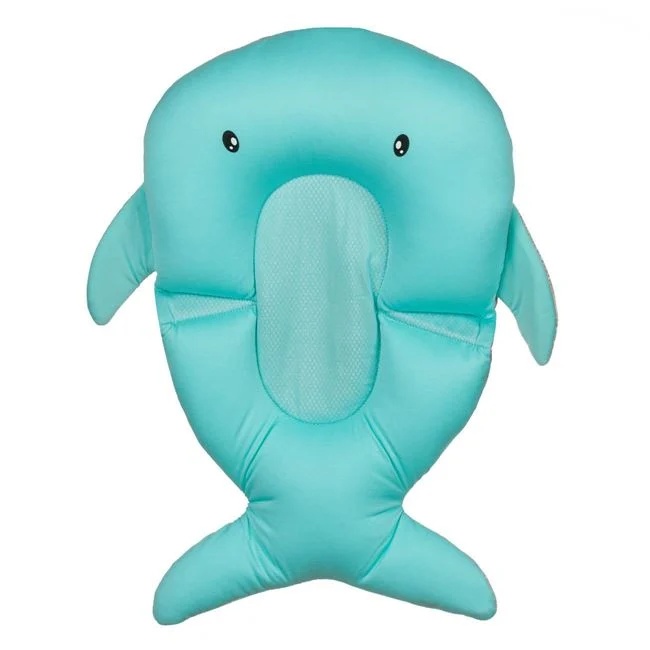 Saltea perna pentru baie, din bumbac, model delfin, dimensiuni 32x48x10cm, verde - 2 | YEO