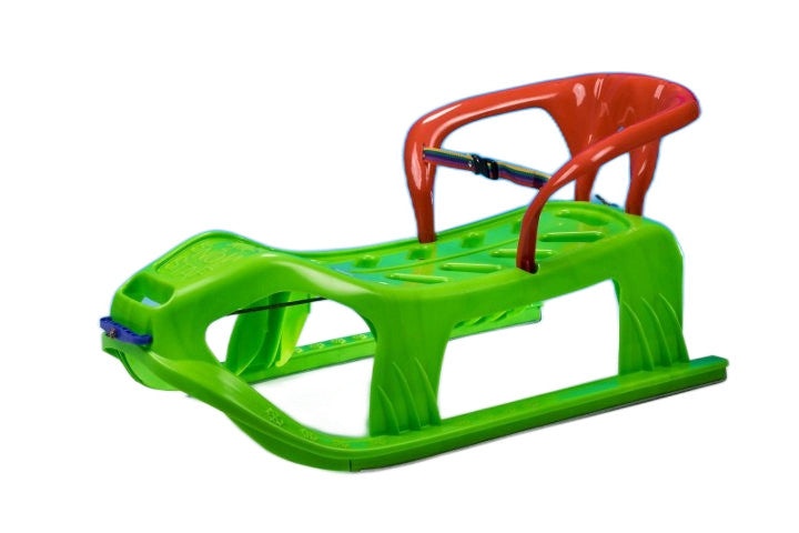 Sanie Marmat Star pentru 1-2 copii de 2 ani+, 90 cm, verde cu spatar rosu