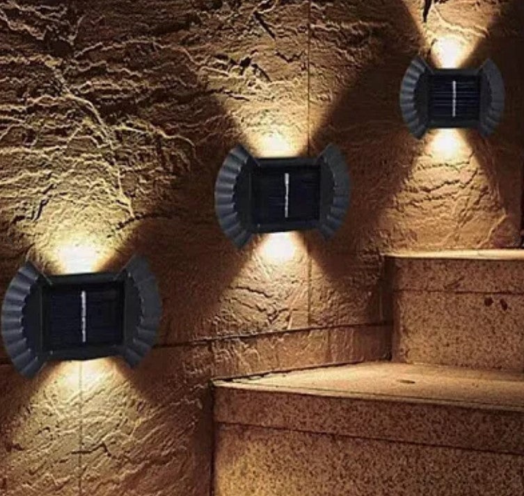 Set 4 Lampi solare cu lumina bidirectionala 2 led / lampa - 2 | YEO