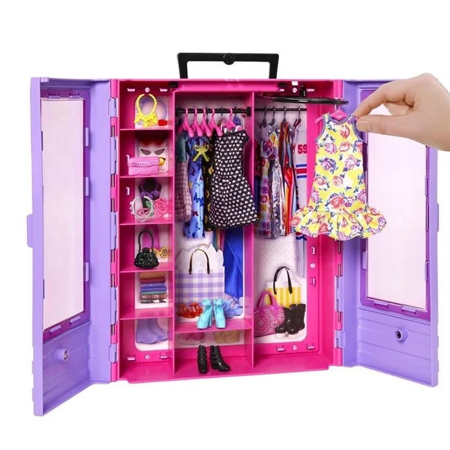 Set Barbie Fashion dulap cu haine incluse, varsta 3+ ani, 35x8x32cm, roz-mov - 2 | YEO