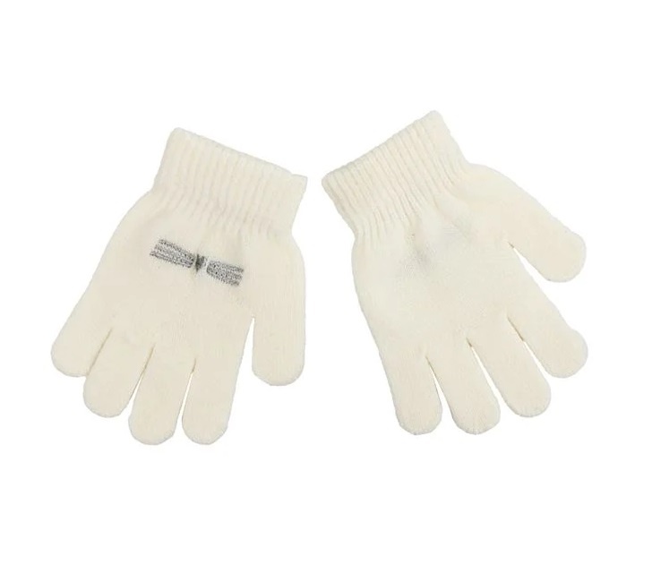 Set Caciula cu manusi pentru copii, 2 piese, acrilic si poliester, 6 ani, alb - 1 | YEO