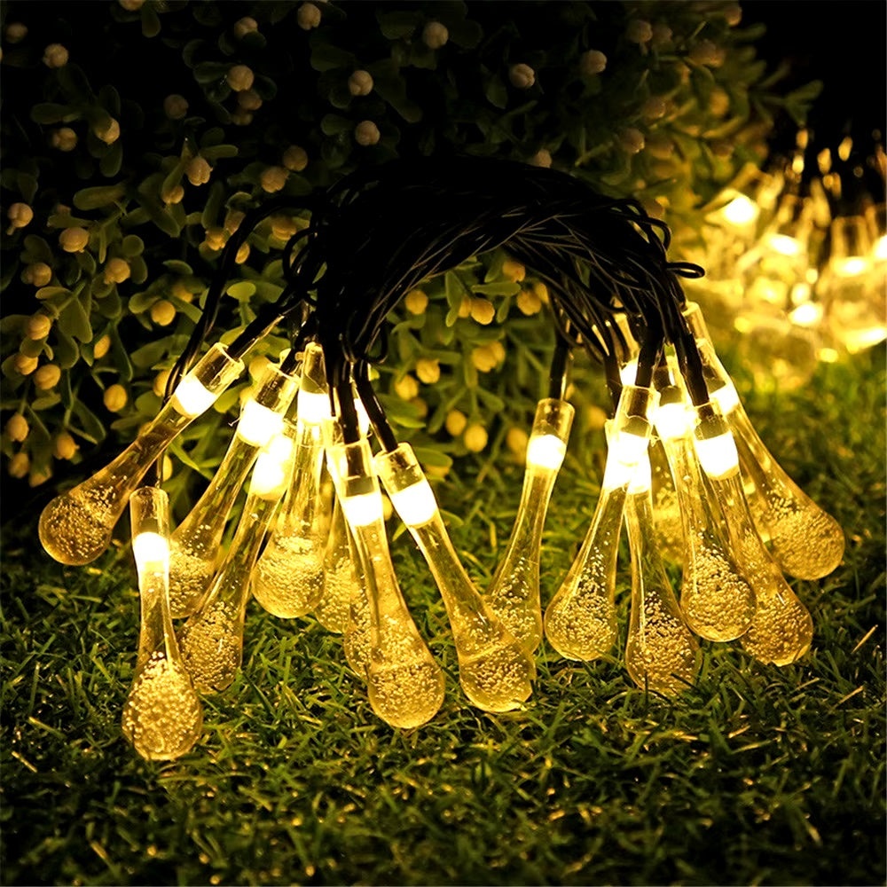 Set cu 2 Ghirlande Solare, 2x6m cu 2x30 LED-uri, Stil Picaturi de Apa, IP65, Lumina Alba Calda - 2 | YEO