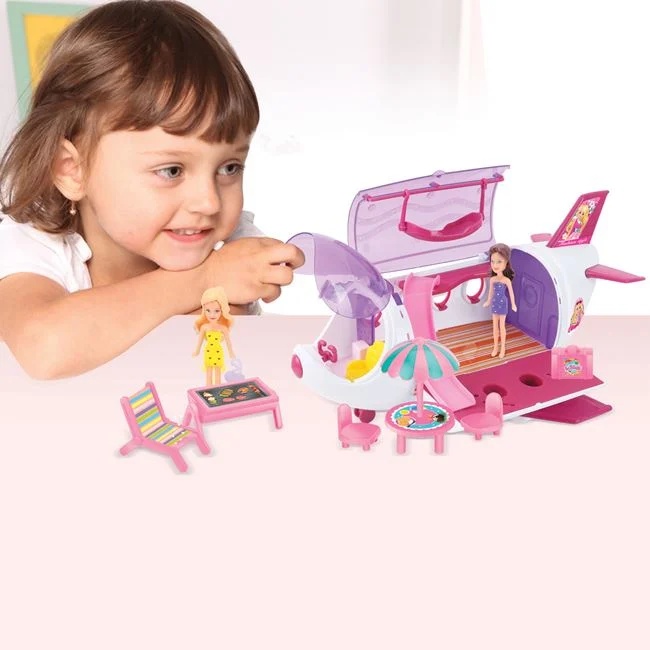 Set cu avion si 2 papusi mini, 18 accesorii incluse, varsta 3+ ani, 44x22x21cm, multicolor - 3 | YEO