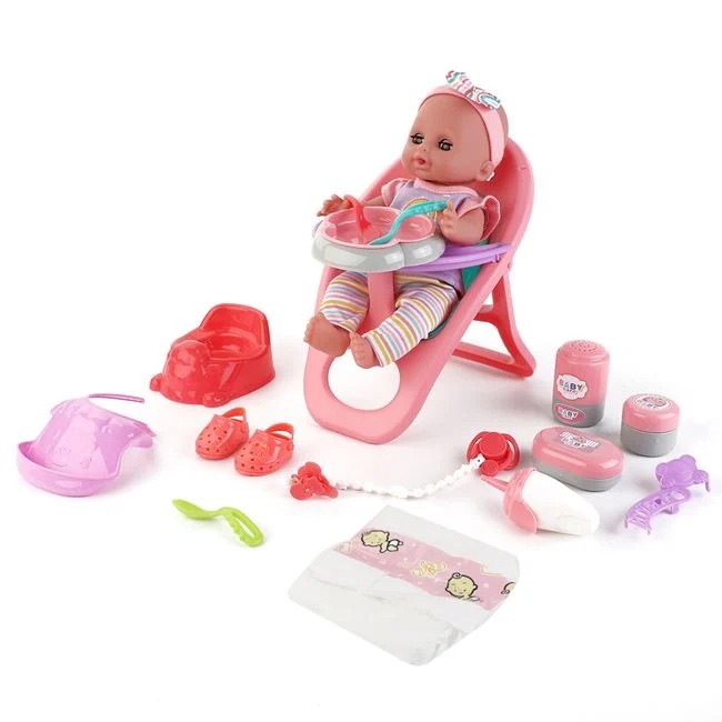 Set cu scaun de masa si papusa bebelus, cu accesorii incluse si 12 sunete, 38x10.5x35cm, multicolor - 1 | YEO