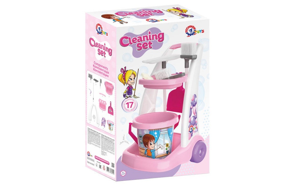 Set de curatenie pentru copii de 3 ani+, cu carucior, galetusa si mop - 2 | YEO
