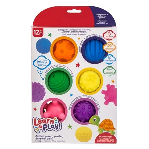 Set mingi senzoriale reliefate pentru copii 1+ ani, Diferite forme si culori, Plastic, 19x5x31cm, Multicolor - 1 | YEO