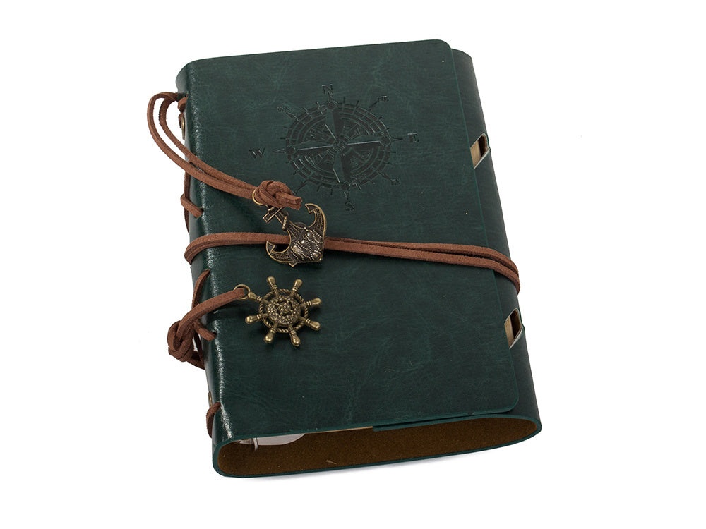 Agenda retro cu aspect vintage, 70 foi A6, Dimensiuni 15 x 10 cm, Verde Inchis - 1 | YEO