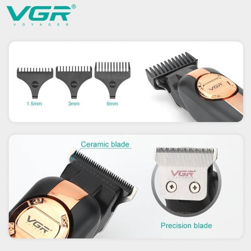 Aparat de Tuns Fara Fir, VGR V-941, Bateroe 2000mAh, 5W, 3 Distantiere, Negru-Cupru - 2 | YEO