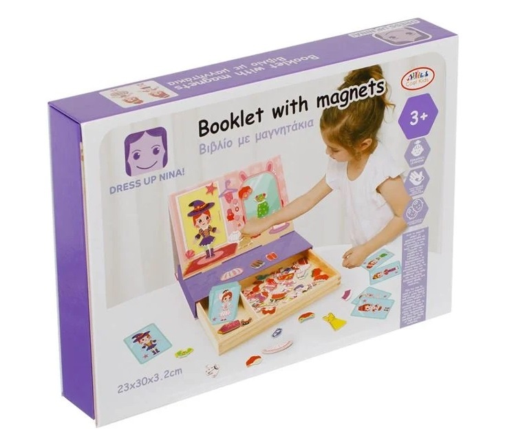 Carte cu Imagini Magnetice – „Îmbrac-o pe Nina”, 3 ani+, 23×30×3.2 cm