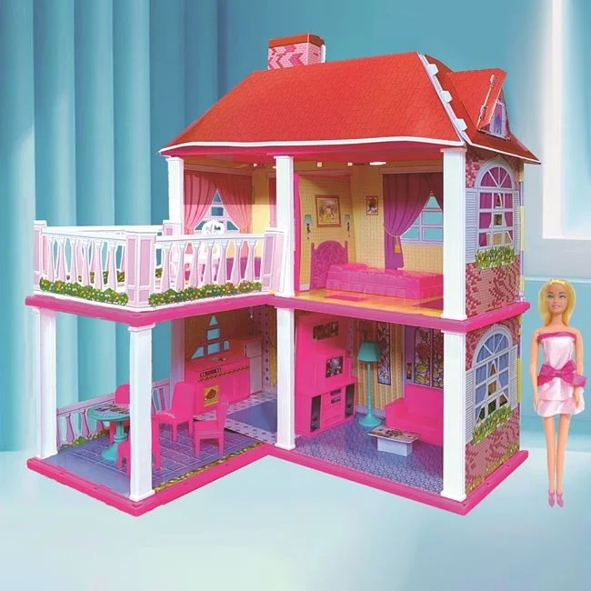 Casa de joaca cu papusa si accesorii incluse, 62.5x9x48cm, roz - 1 | YEO