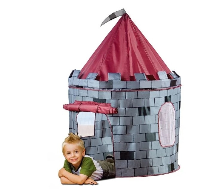 Cort cu Model Castel si Cavaleri, pentru Copii 3 ani+, 105x105x125cm, gri
