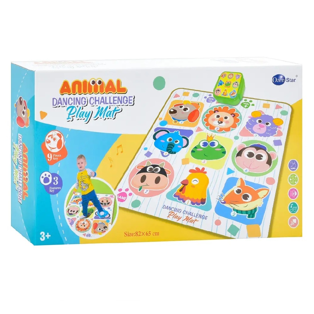 Covor muzical pentru copii 2 ani+, cu anumale, impermeabil, 82x65 cm, multicolor - 2 | YEO