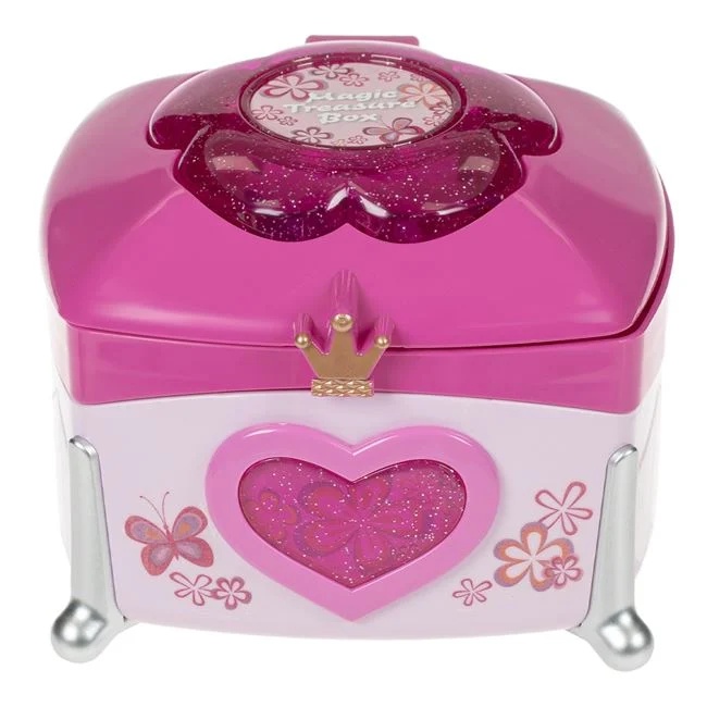 Cutie de bijuterii magica cu accesorii si bijuterii incluse, cu lumini si muzica, din plastic, 23x23x18cm, roz - 1 | YEO
