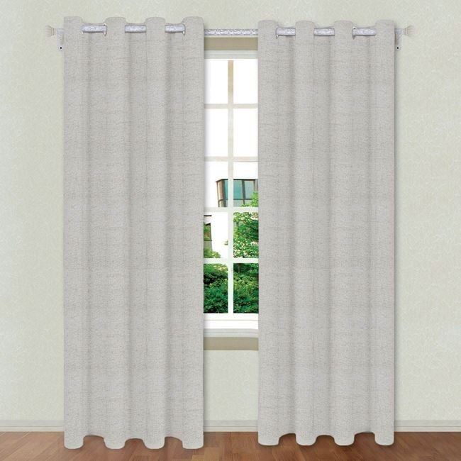 Draperie decorativa, cu grad mediu de umbrire - lasa lumina sa treaca, cu model , cu inele, 140x260 cm, bej - 1 | YEO