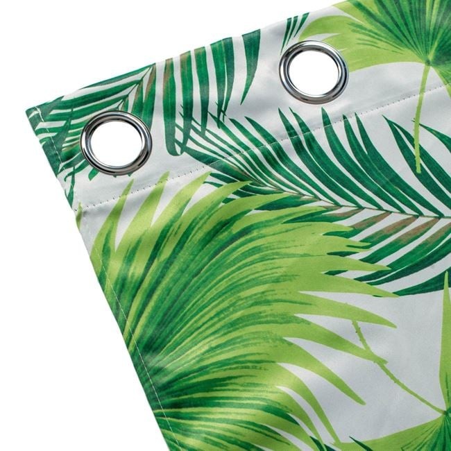 Draperie decorativa, tip blackout - nu lasa lumina sa treaca, cu inele, model cu frunze tropicale, 140x260 cm, multicolor - 2 | YEO