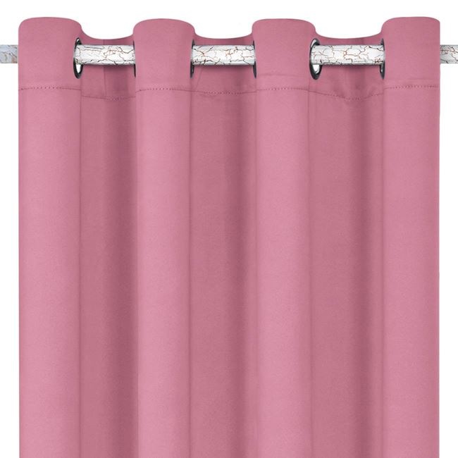 Draperie decorativa, tip blackout - nu lasa lumina sa treaca, cu inele, 140x260 cm, roz