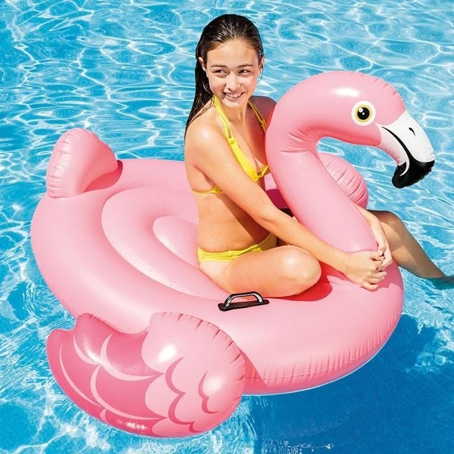 Flamingo Gonflabil cu Manere, Intex, 1.78x1.35x0.97m, Roz