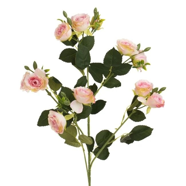 Floare artificiala cu tulpina lunga, trandafiri roz , 72 cm, roz/verde