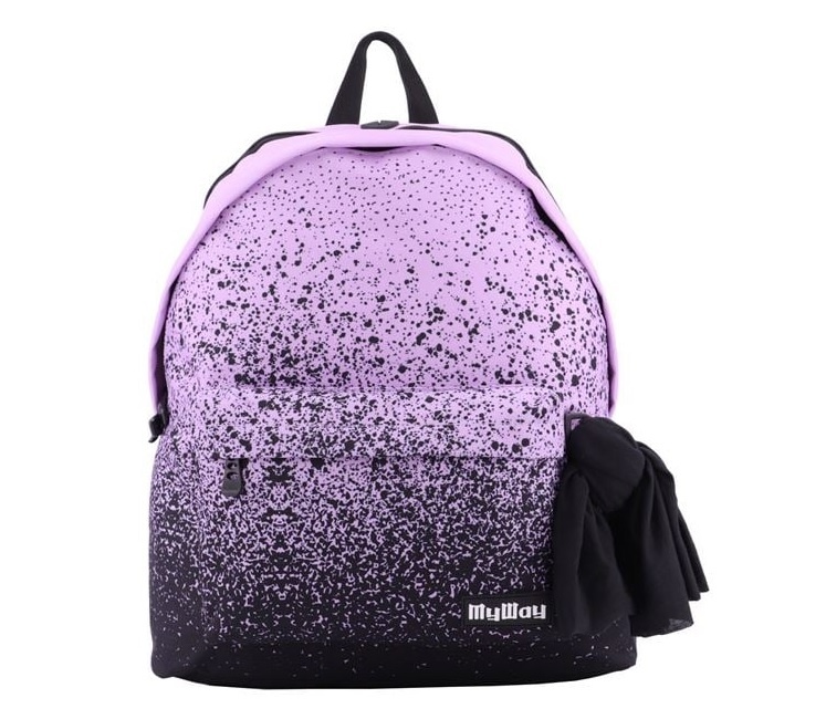 Ghiozdan cu Model Graffiti, 36x15x43 cm, negru si lila,