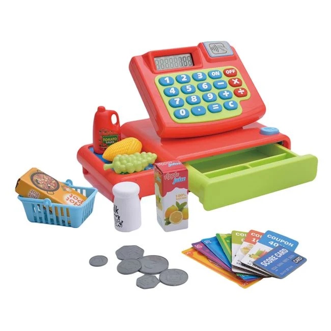 Jucarie tip casa de marcat supermarket, cu accesorii, din plastic, varsta 3+ ani, 25x16.5x16.5cm, multicolor